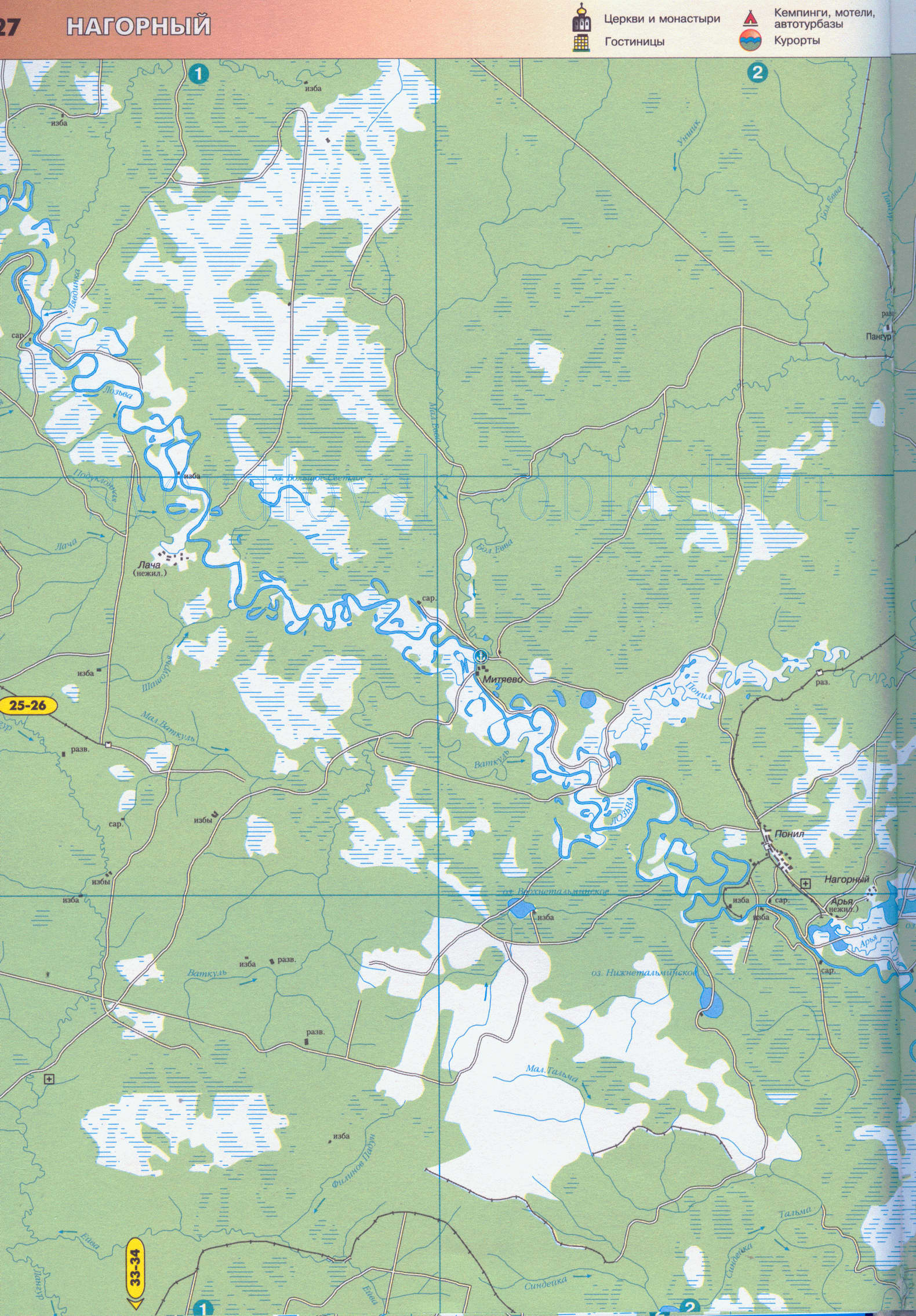 Карта окрестностей города Североуральск Свердловской области (г Североуральск 33 тысячи жителей), C0 - 
