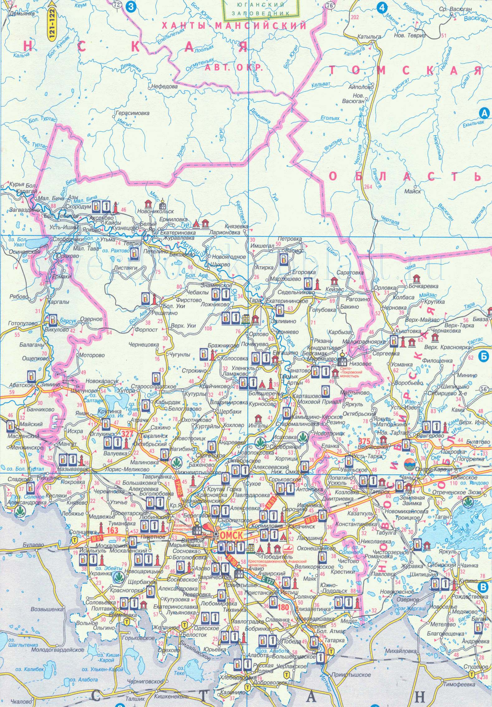 Карта автомобильных дорог Урала и Западной Сибири, B1 - 